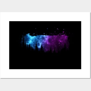 Dark Forest with starry sky Posters and Art